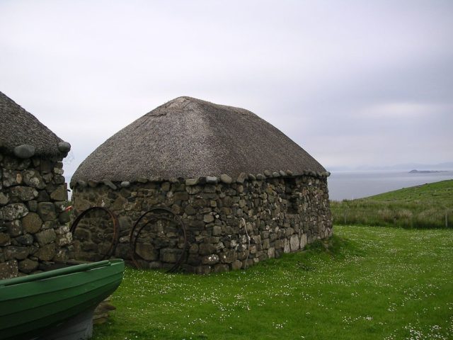 Restored blackhouse in a museum on Trotternish, Skye