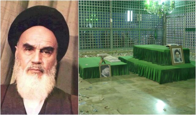 Left photo - 1st Supreme Leader of Iran - Ruhollah Khomeini. Source, Right photo - Mausoleum of Ruhollah Khomeini in Tehran. Source