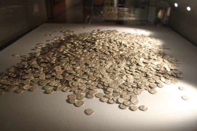 The Shapwick Hoard on display at the Museum of Somerset.. By Rodw - Own work, CC BY-SA 3.0, https://commons.wikimedia.org/w/index.php?curid=33934818