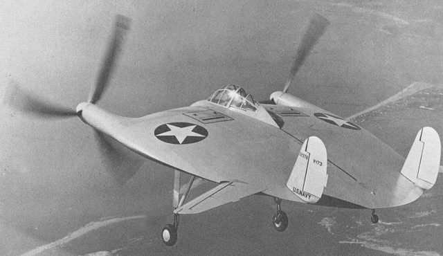 The V-173 had 2 80HP engines, a width and length of 23ft and 26ft respectively, a weight of 2,258lbs and could achieve a maximum speed of 138mph. Source