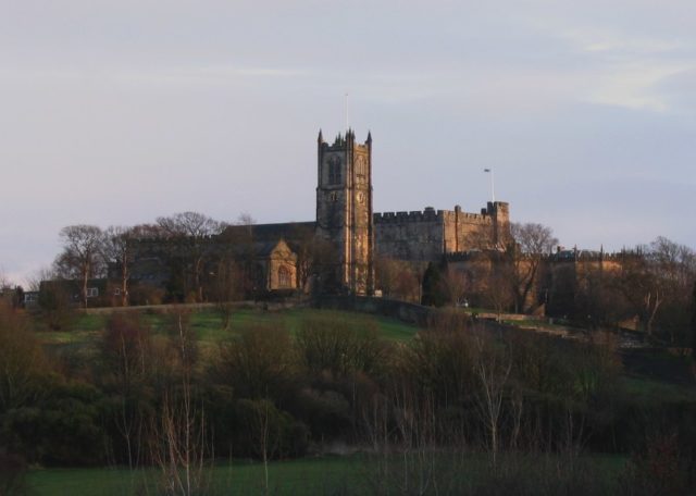 The rear of the castle and the adjacent Priory Source