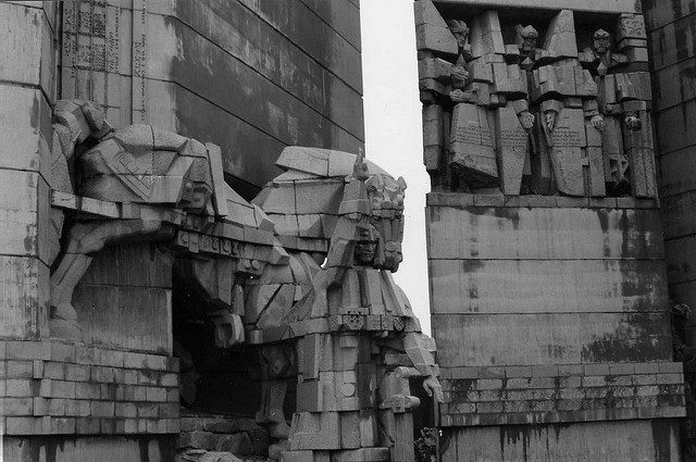 The sculptures look like giants of stone. Source