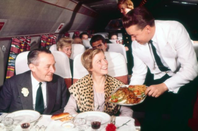 Cabin service at a Douglas DC-8 in the 50's. ©SAS Museum, Oslo Airport, Norway
