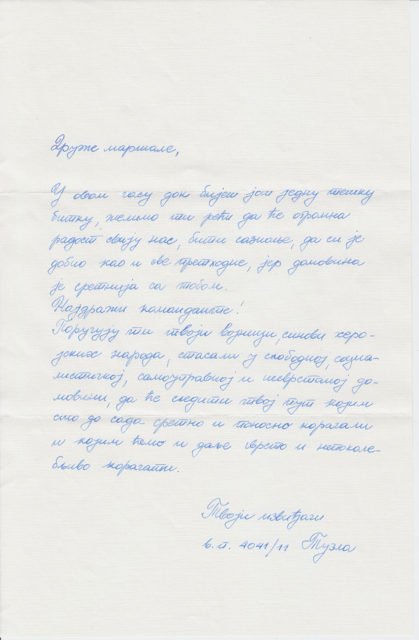 Letter from scouts from Tuzla