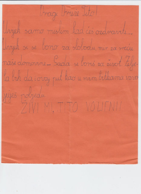 Letter from a student in primary school