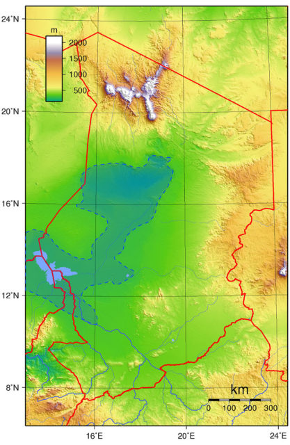 Maximum extension of the Holocene "Lake Mega-Chad" Source:wikipedia/public domain