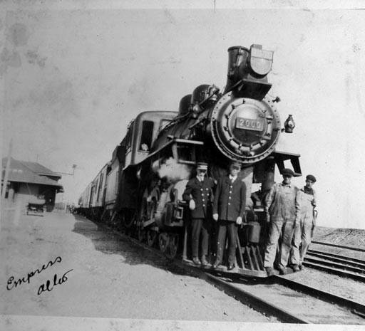 C.P.R. locomotive and employees