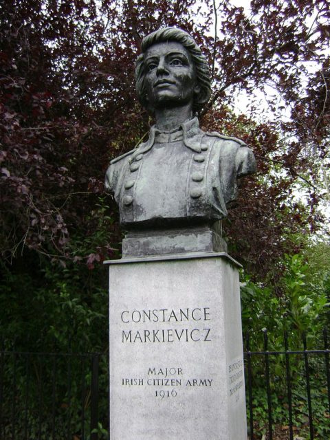 The bust of Constance Markievicz in St Stephen's Green in Dublin. Wikipedia/Public Domain
