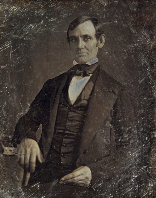 The first authenticated image of Abraham Lincoln was this daguerreotype of him as U.S. Congressman-elect in 1846, attributed to Nicholas H. Shepard of Springfield, Illinois. Wikipedia/Public Domain