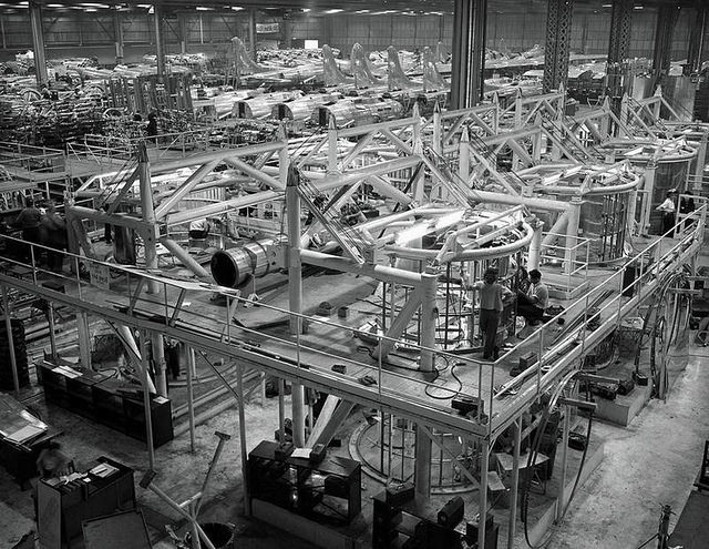Boeing, B-29 Superfortress fuselage sections being constructed