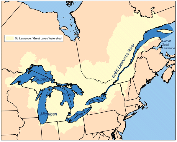 Map of the St. Lawrence/Great Lakes Watershed Photo Credit