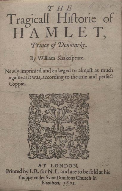 Title page of the 1605 printing (Q2) of Hamlet. Wikipedia/Public Domain
