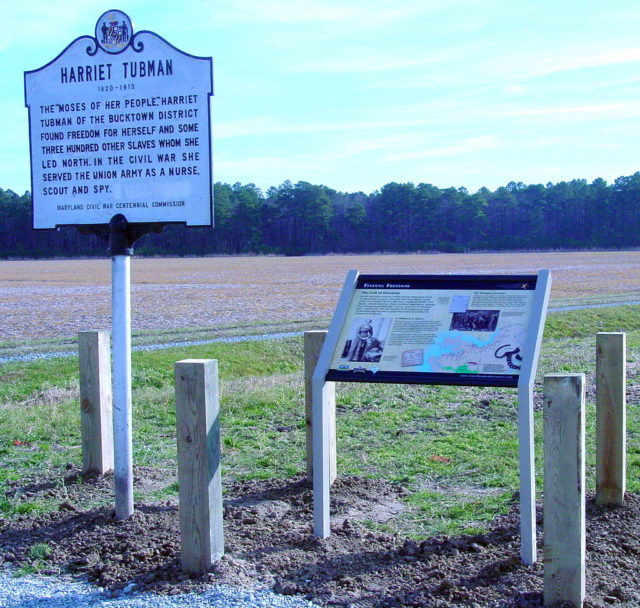 Harriet Tubman Marker for proposed National Park Building, Dorchester County. Image by - Daniel L. Brandewie. CC BY-SA 3.0