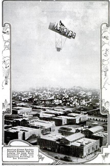 Lincoln Beachey flying a loop over the San Francisco Exposition