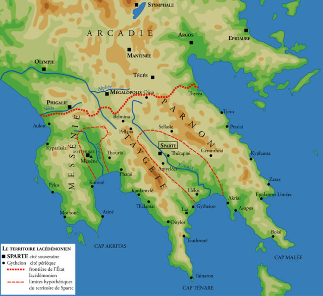 Location of Sparta Source:By Marsyas - Vlastito djelo postavljača, CC BY-SA 3.0, 