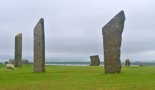Standing Stones of Stenness, a neolithic stone circle on Orkney Mainland Photo Credit