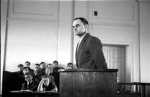 The show trial of Pilecki sentenced to death and executed March 1948.