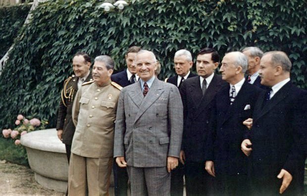 Truman is smiling, but Stalin seems to be dealing with a mystery. Source: Wikipedia / Public Domain