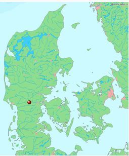 The location of Vejen in Denmark