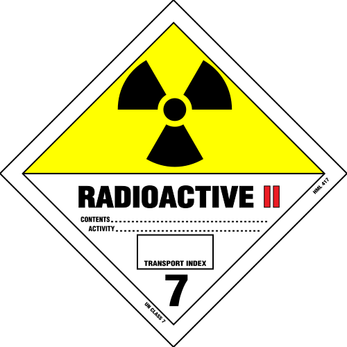The dangerous goods transport classification sign for radioactive materials