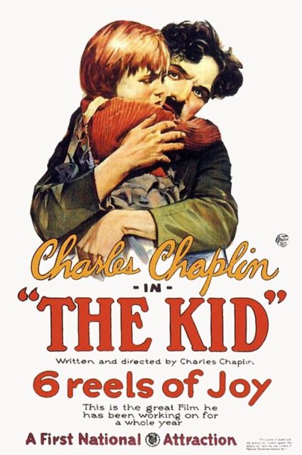 Publicity poster for Charlie Chaplin's 1921 movie The Kid. 