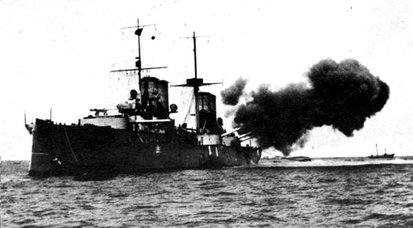 San Giorgio firing her guns during the Italo-Turkish War