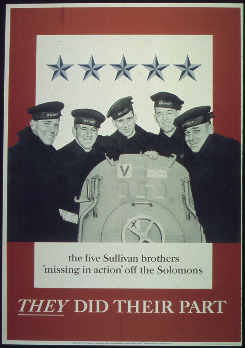Wartime poster featuring the Sullivan brothers