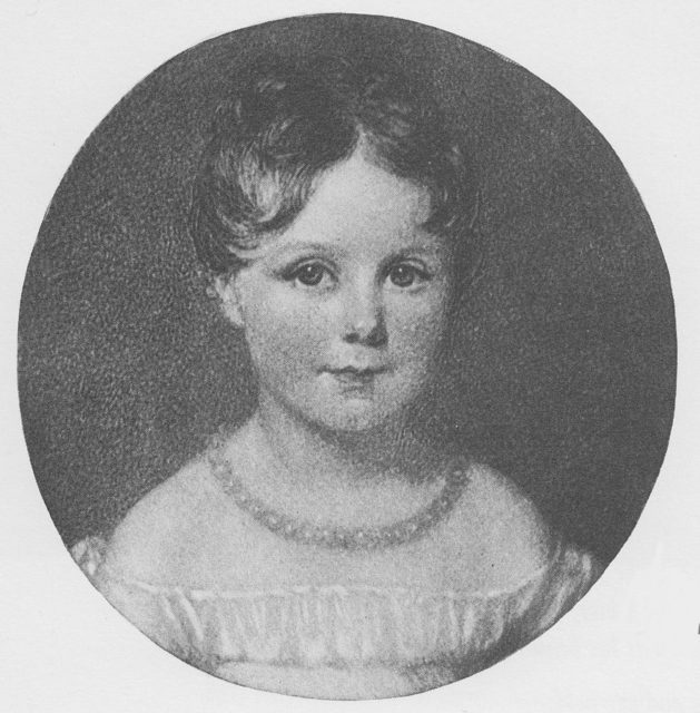 Ada Byron at age four, from a miniature in a locket sent to Lord Byron by his sister. 