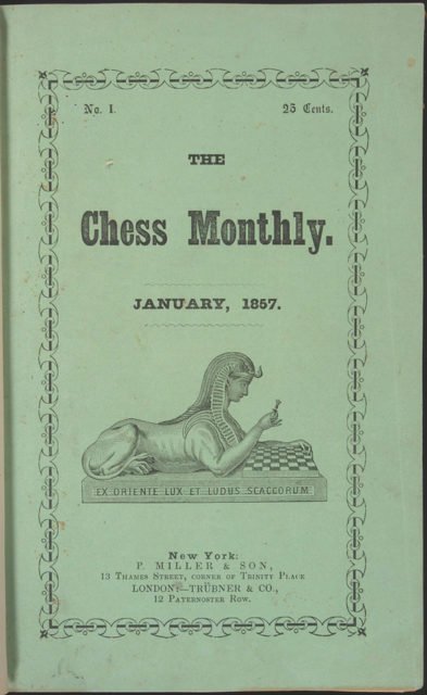 Front cover of The Chess Monthly, January 1857