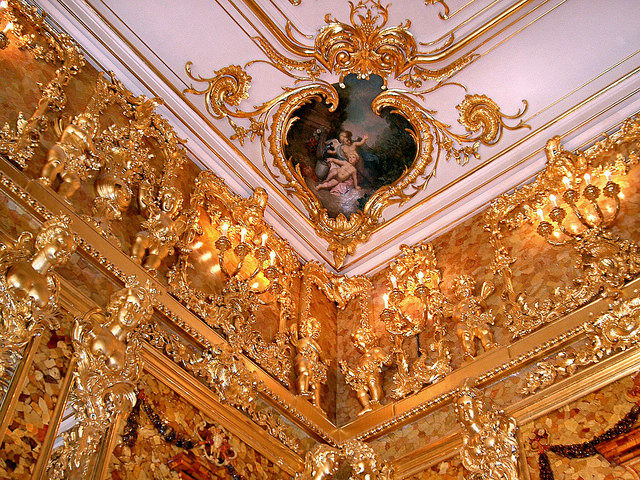 Construction of the amber Room first took place around 1701 in Prussia. Photo Credit