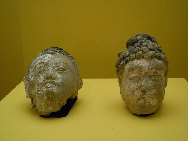 Heads of Buddha, Mes Aynak, 4th-7th century CE. Photo Credit