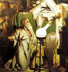 The Alchemist in Search of the Philosophers Stone (1771) by Joseph Wright depicting Hennig Brand discovering phosphorus