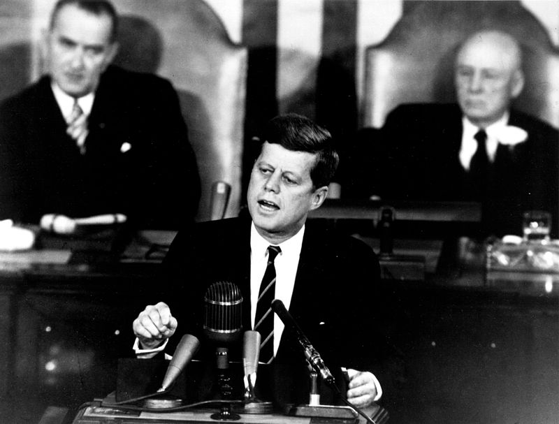 President John F. Kennedy delivers his proposal to put a man on the Moon before a joint session of Congress, May 25, 1961