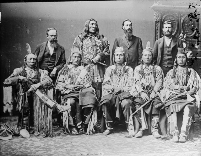 Photograph of a delegation of important Crow Nation Indian chiefs, 1880.w