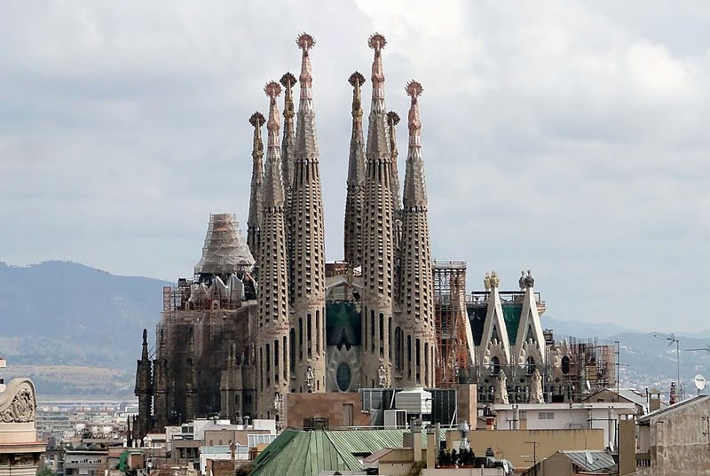 The Sagrada Familia viewed from Casa Mila, Barcelona, Spain. Photo Credit
