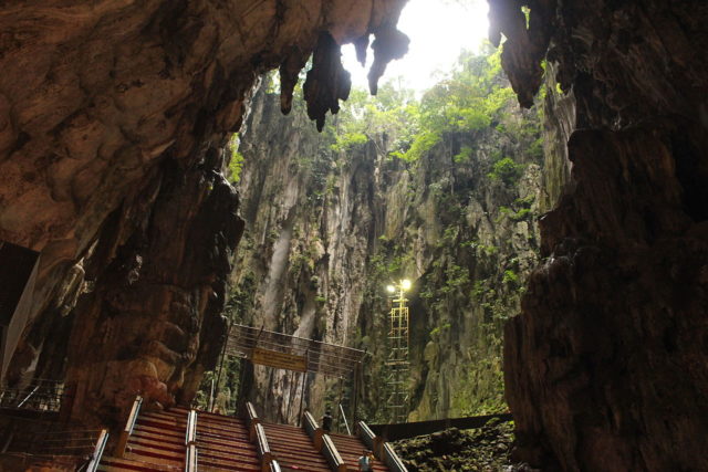 The Batu Caves are situated thirteen kilometers (seven miles) north of the capital city Kuala Lumpur. Photo Credit