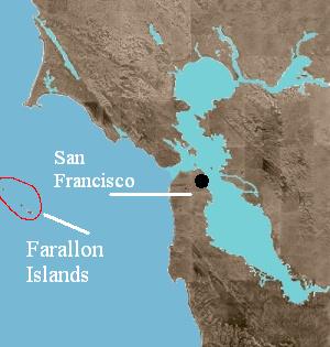 Map showing the location of Farallon Islands Photo Credit