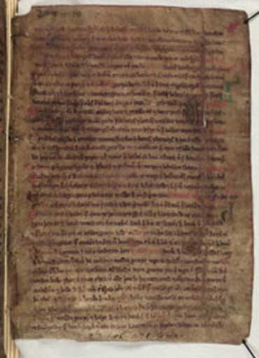 A page from a skin manuscript of Landnámabók, a primary source on the settlement of Iceland