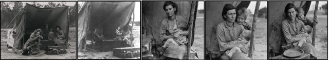 Florence Owens Thompson montage by Dorothea Lange