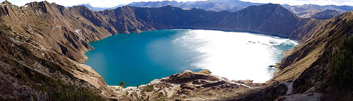 Panorama of the lake-filled Quilotoa caldera. Photo Credit