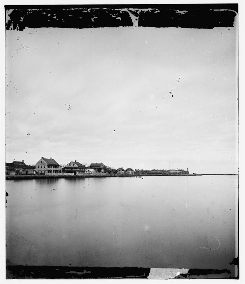 St. Augustine waterfront with Castillo de San Marcos in distance (1860s).