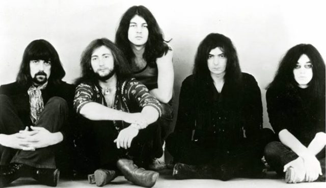The classic Deep Purple line up, 1971. From left to right: Jon Lord, Roger Glover, Ian Gillan, Ritchie Blackmore, Ian Paice.