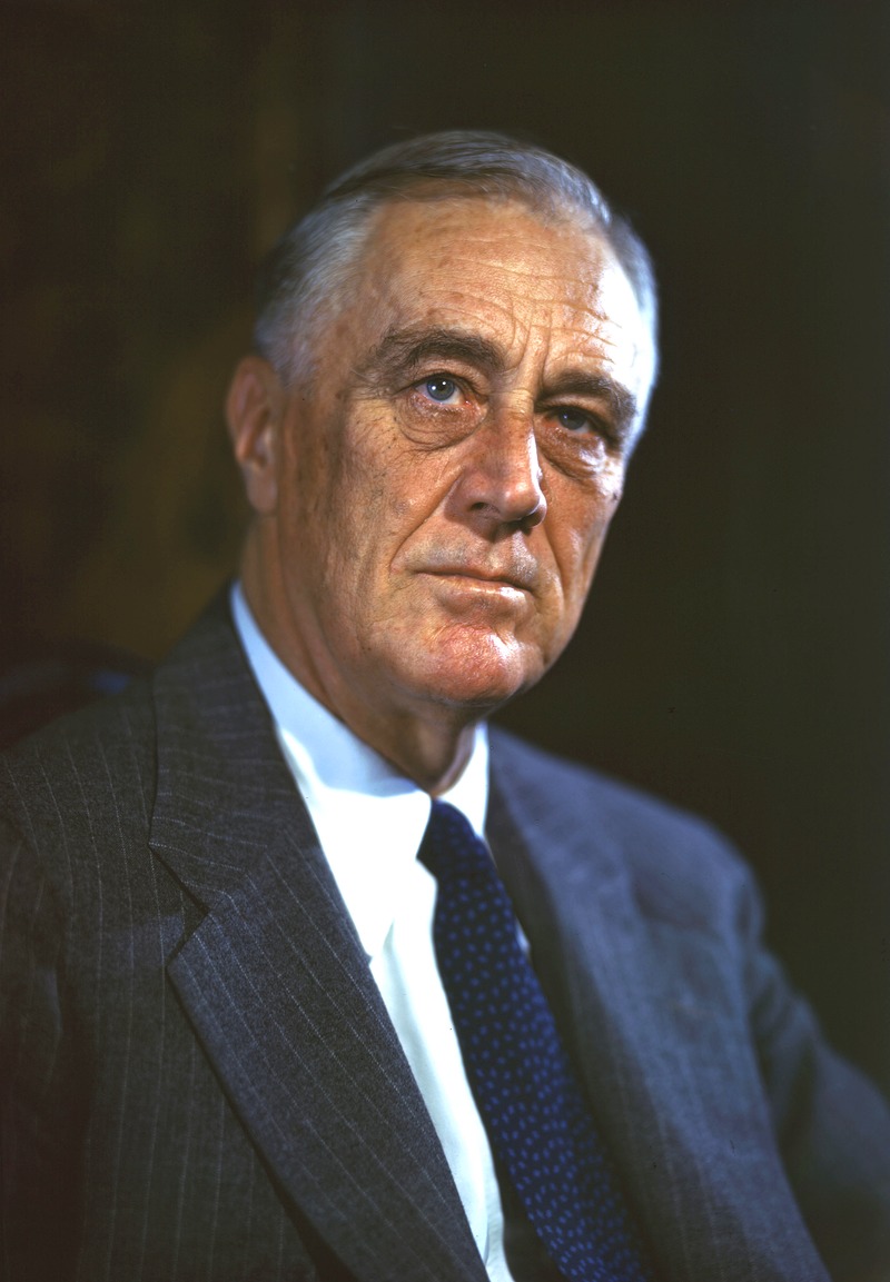 Original color transparency of FDR taken at 1944 Official Campaign Portrait session by Leon A. Perskie, Hyde Park, New York, August 21, 1944. Photo Credit