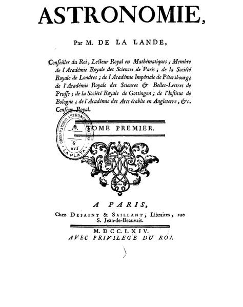 Lalande's "Astronomy" - Interior Cover, 1764