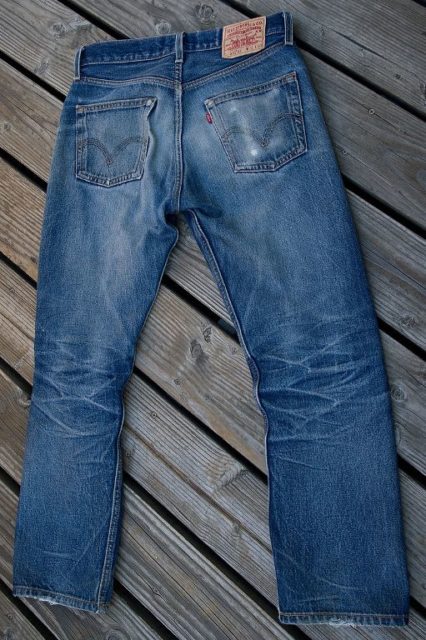 A pair of Levi's 501 raw jeans