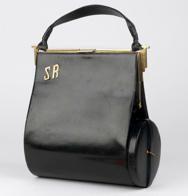 A handbag that doubled up as a respirator carrier. Photo Credit