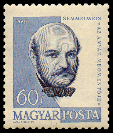 Ignaz Semmelweis on a Hungarian special mark of 1960