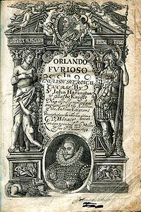 The title page of the third edition of "Mad Orlando" translated by John Harrington of 1634. The first edition in -1591