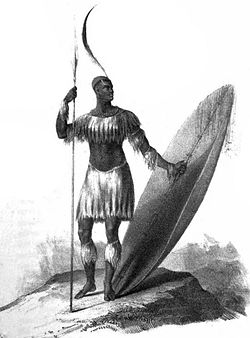 Sketch of King Shaka (1781 - 1828) from 1824. Attributed to James King, it appeared in Nathanial Isaacs’ "Travels and Adventures in Eastern Africa", published in 1836.