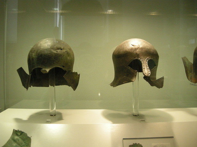 Corinthian helmets from Greece, National Archaeological Museum of Athens. Photo Credit